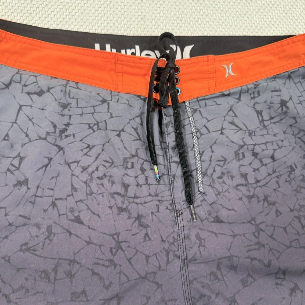 Hurley Phantom JJF Board Shorts Mens 36 L Grey Orange Cracked Ice Swim Trunks 21